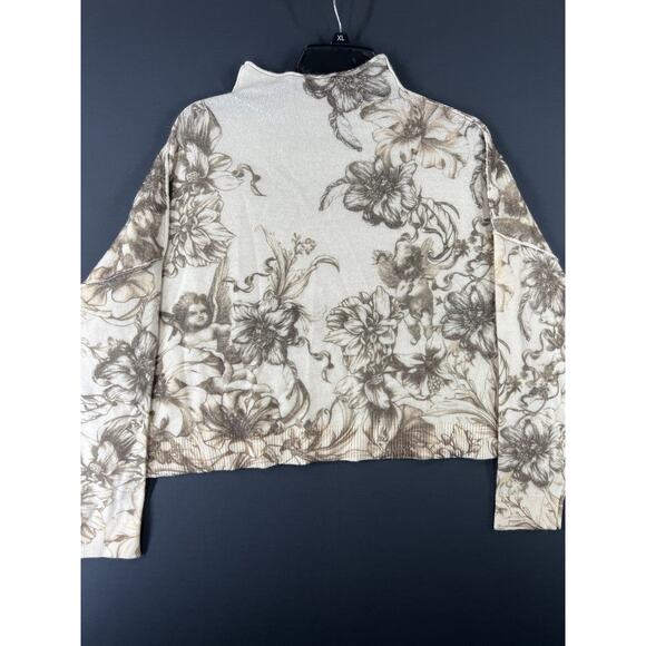 New Anthropologie The Pilcro Alani Cashmere Sweater Size Large Cherubs Printed - Picture 4 of 11